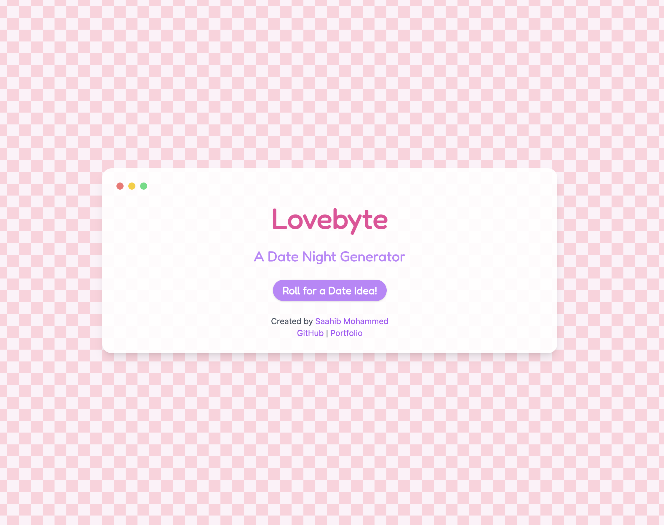 Lovebyte - A Date Night Generator